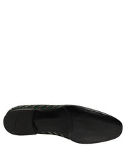 Silver Green Embellished Dress Loafers Shoes