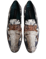 Multicolor Floral Tapestry Embroidery Loafer Shoes