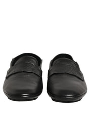 Black Deerskin Leather Driver Loafers Shoes