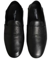Black Deerskin Leather Driver Loafers Shoes