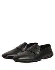 Black Deerskin Leather Driver Loafers Shoes