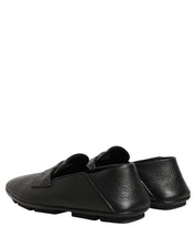 Black Deerskin Leather Driver Loafers Shoes