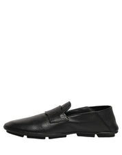 Black Deerskin Leather Driver Loafers Shoes
