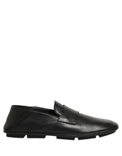 Dolce & Gabbana Black Deerskin Leather Driver Loafers Shoes