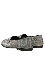 Gray Glitter Lurex DG Logo Dress Loafers Shoes