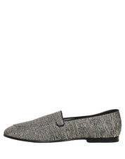 Gray Glitter Lurex DG Logo Dress Loafers Shoes