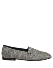 Gray Glitter Lurex DG Logo Dress Loafers Shoes