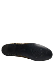 Gold Jacquard Leather Slip On Loafers Shoes