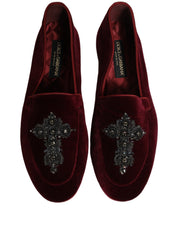 Red Suede Embellished Men Dress Loafers Shoes