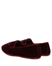 Red Suede Embellished Men Dress Loafers Shoes