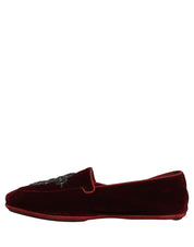 Red Suede Embellished Men Dress Loafers Shoes