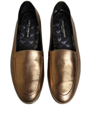 Gold Leather DG Logo Slip On Men Loafers Shoes