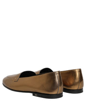Gold Leather DG Logo Slip On Men Loafers Shoes