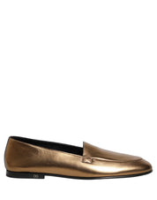 Gold Leather DG Logo Slip On Men Loafers Shoes