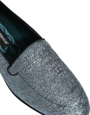 Blue Glitter Lurex DG Logo Dress Loafers Shoes