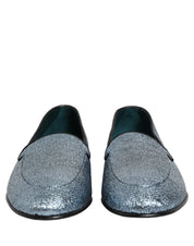 Blue Glitter Lurex DG Logo Dress Loafers Shoes