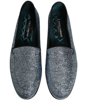 Blue Glitter Lurex DG Logo Dress Loafers Shoes