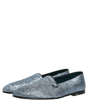 Blue Glitter Lurex DG Logo Dress Loafers Shoes