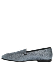 Blue Glitter Lurex DG Logo Dress Loafers Shoes
