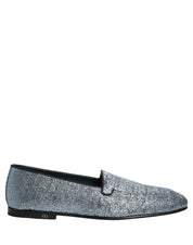 Blue Glitter Lurex DG Logo Dress Loafers Shoes