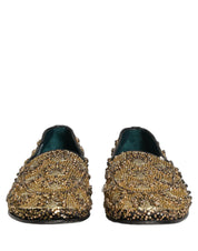 Gold Sequin Embellished Dress Loafers Shoes