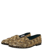 Gold Sequin Embellished Dress Loafers Shoes