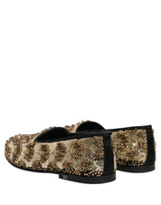 Gold Sequin Embellished Dress Loafers Shoes