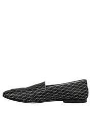 Black Velvet Diamond Stitched Loafers Shoes