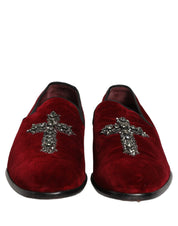 Maroon Suede Cross Slip On Dress Loafers Shoes