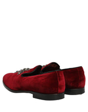 Maroon Suede Cross Slip On Dress Loafers Shoes