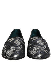 Black Leaf Embroidery Dress Men Loafers Shoes