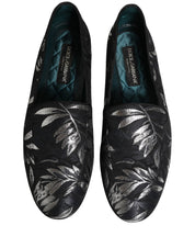 Black Leaf Embroidery Dress Men Loafers Shoes