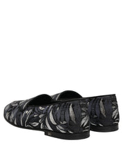 Black Leaf Embroidery Dress Men Loafers Shoes