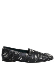 Black Leaf Embroidery Dress Men Loafers Shoes