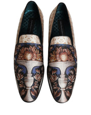 Multicolor Fruit Print Velvet Loafers Shoes