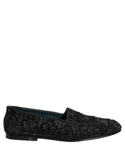Black Velvet Embroidered Dress Loafers Shoes