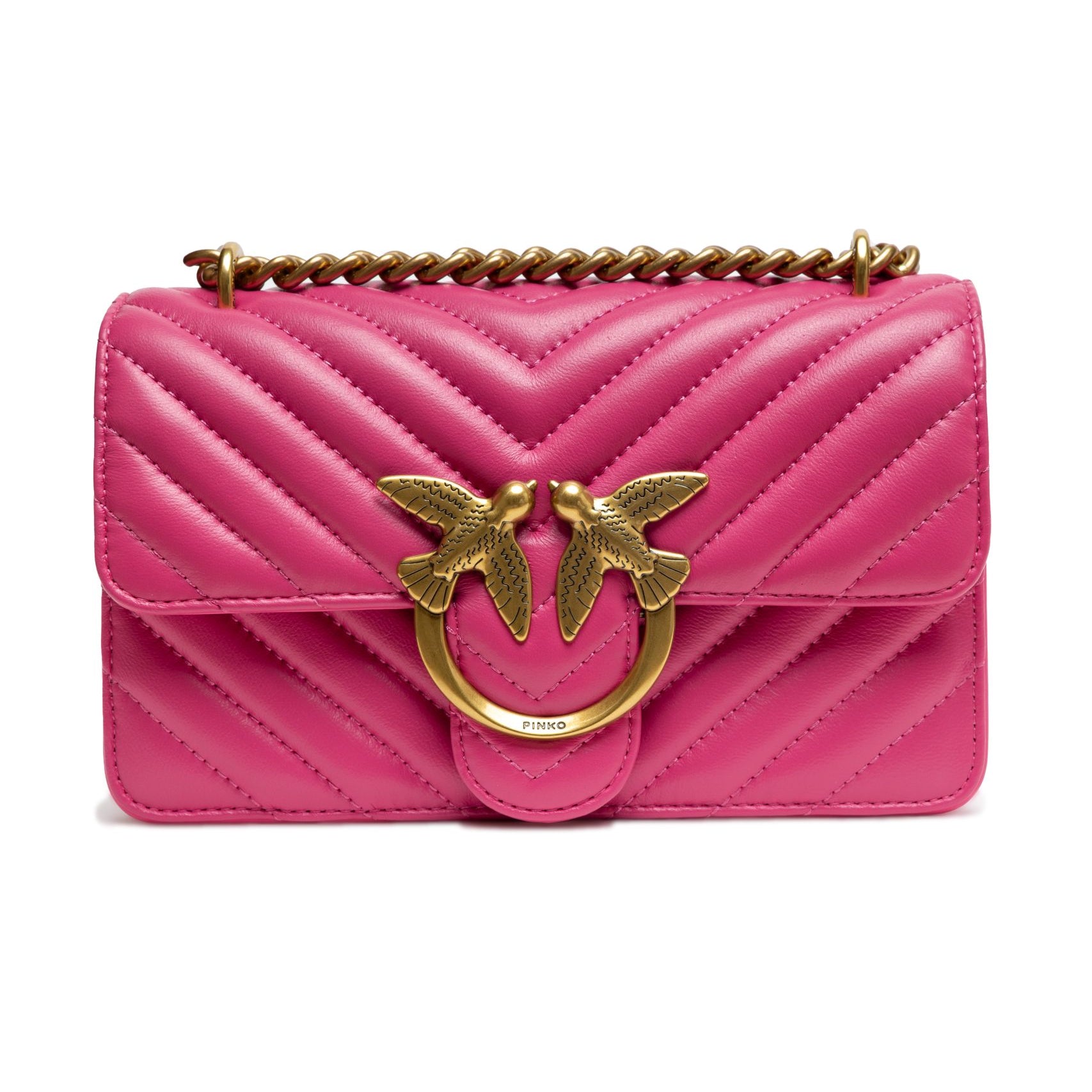 PINKO Pink Leather Love One Mini Shoulder Bag PINKO