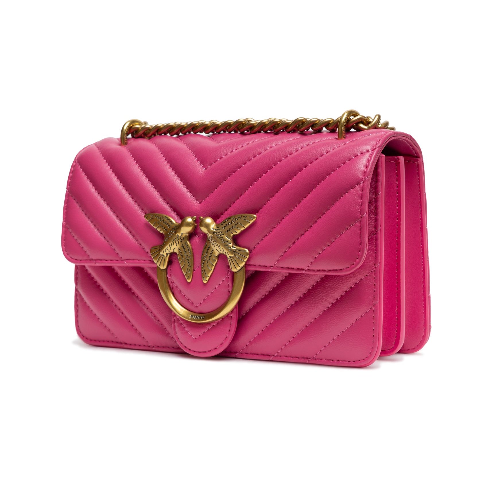 PINKO Pink Leather Love One Mini Shoulder Bag PINKO