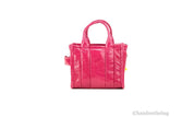 Marc Jacobs The Shiny Crinkle Micro Tote Magenta Leather Crossbody Bag Handbag