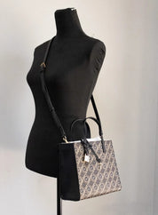 Marc Jacobs Mini Grind Signet Printed Leather Crossbody Tote Handbag Purse