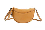 Michael Kors Dover Small Luggage Pebbled Leather Half Moon Crossbody Bag Purse