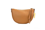 Michael Kors Dover Small Luggage Pebbled Leather Half Moon Crossbody Bag Purse