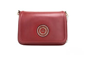 Marc Jacobs Medium Metal Signet Syrah Smooth Leather Flap Crossbody Purse Bag