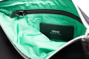 Versace Large Black Nylon Fabric Medusa Convertible Pouch Clutch Wristlet Bag