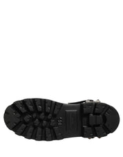 Black Stud Platform Combat High Boots Shoes