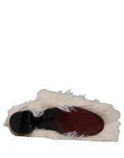 White Faux Fur Mid Calf Men Boots Shoes