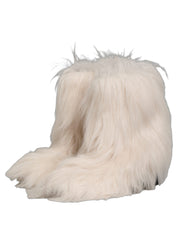 White Faux Fur Mid Calf Men Boots Shoes
