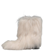 White Faux Fur Mid Calf Men Boots Shoes