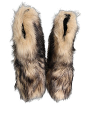 Brown Faux Fur Mid Calf Men Boots Shoes