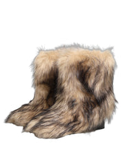 Brown Faux Fur Mid Calf Men Boots Shoes